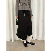dorydory不规则压褶百褶裙中长款 半身裙秋冬款