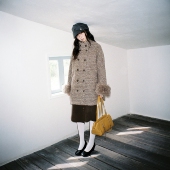 dorydory 大衣女 中长款 驼色圈圈羊毛呢双排扣外套2025冬季 新款