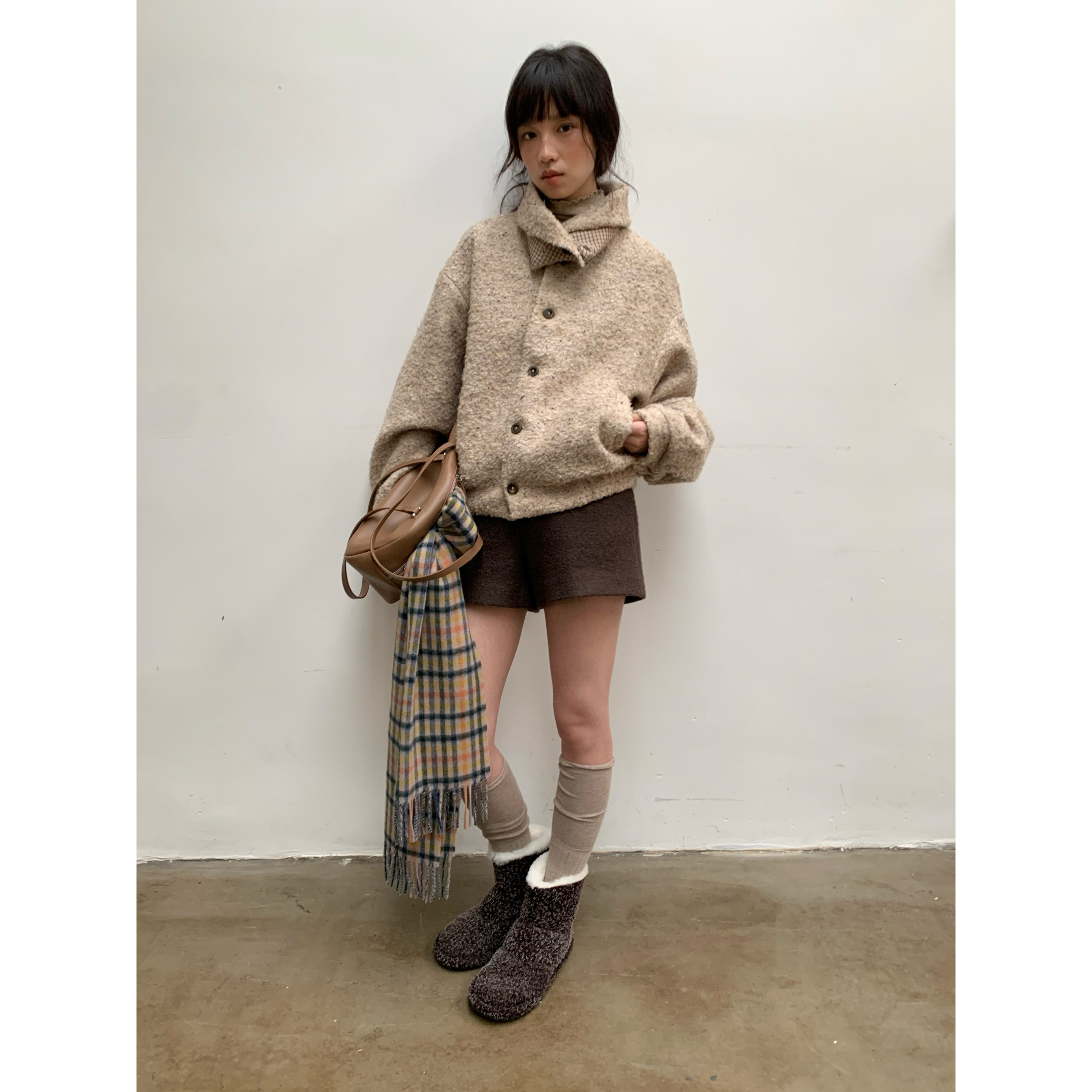 dorydory 2025秋冬新款宽松复古圈圈毛翻领夹克短外套女,女装/女士精品,短外套,淘宝优惠券,粉丝福利购,淘宝优惠卷