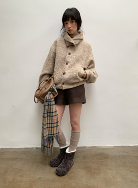 dorydory 2025秋冬新款宽松复古圈圈毛翻领夹克短外套女