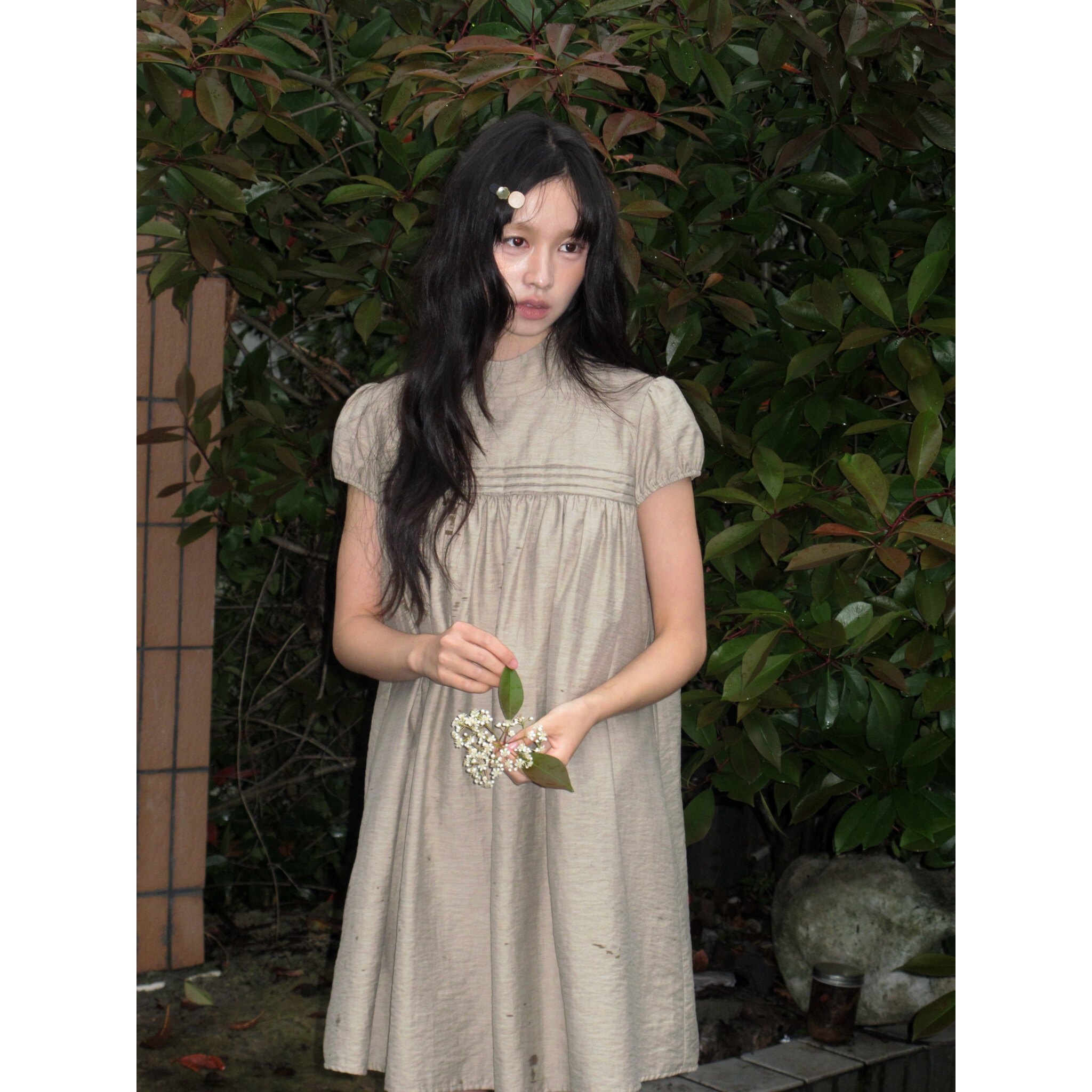 dorydory中长款娃娃领衬衫连衣裙2026夏季新款宽松泡泡袖衬衫裙女