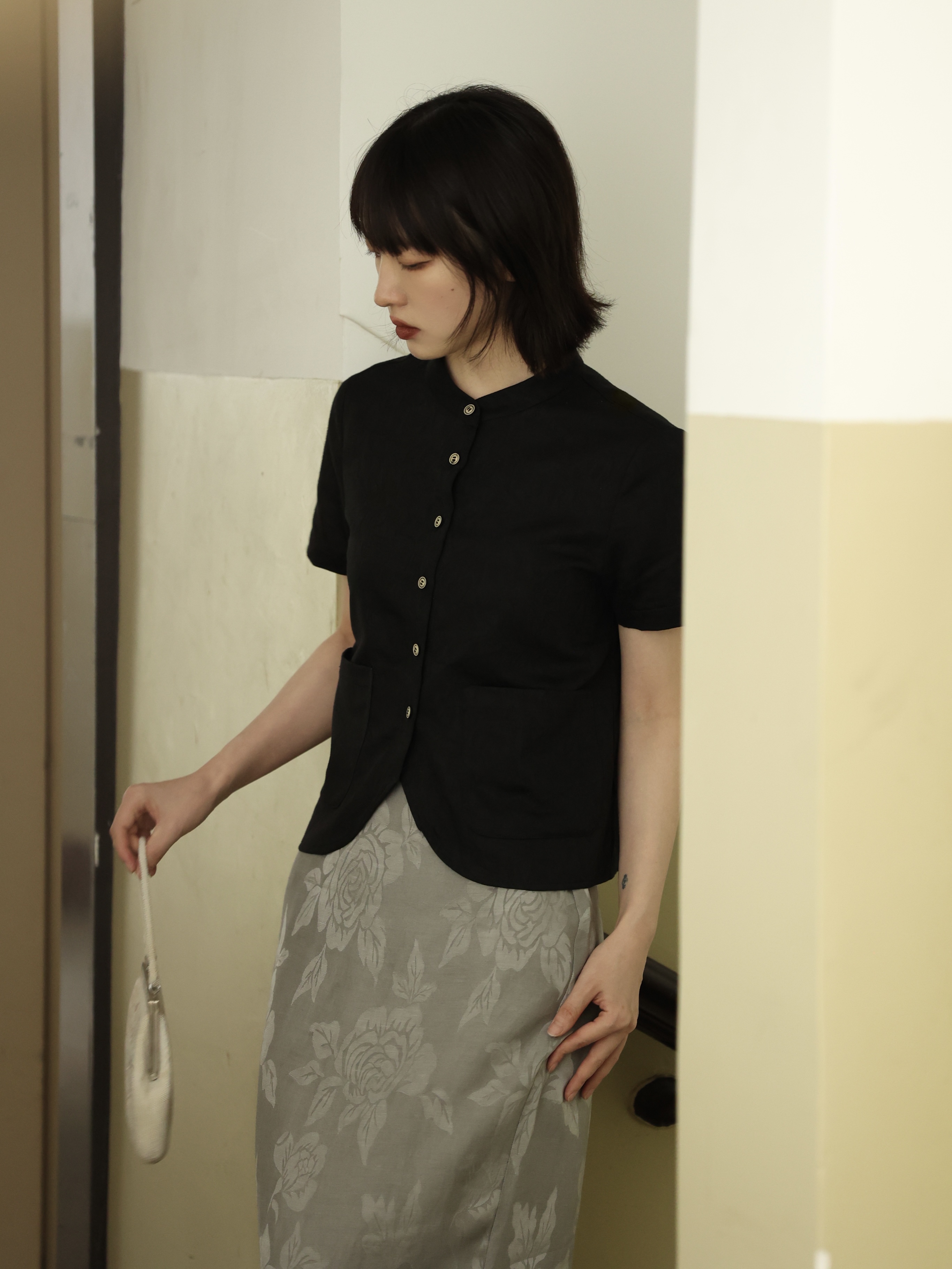 dorydory中式立领棉麻衬衫