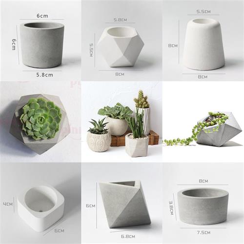 促销水泥构件花盆硅胶模具多边形混凝土石膏多肉花盆制作绿植模具