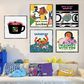 多巴胺可爱卡通卧室装 饰画儿童房挂画客厅桌面摆画沙发背景墙壁画