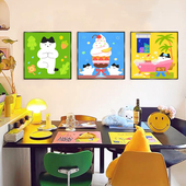 免打孔pvc无甲醛装 饰画海报挂画多巴胺沙发背景墙壁画奶油风客厅