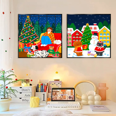 田园风可爱卡通卧室装饰画儿童房圣诞节挂画客厅壁画桌面摆画礼物