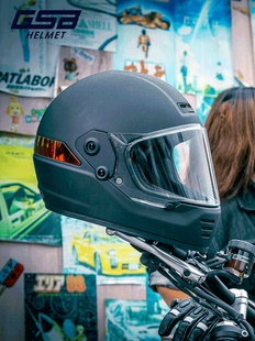 安全V73 GSB复古头盔男女士摩托车全盔机车跑盔拉力盔四季 通用夏季
