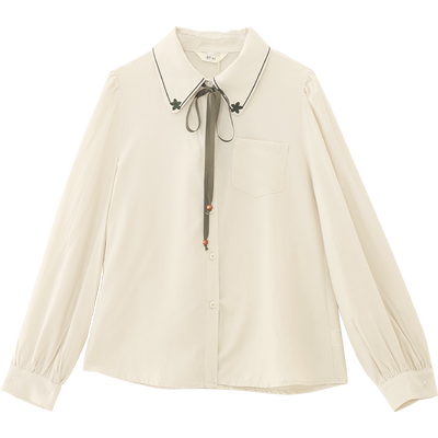 瑞尔法式长袖蝴蝶结衬衫