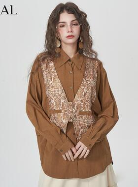 it'real瑞尔法式复古假两件衬衫女春季新款设计感小众上衣女