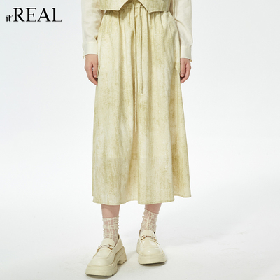 瑞尔中长伞裙A字裙半身裙