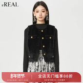 小香风马甲女秋冬款 real瑞尔短款 外搭叠穿洋气毛绒马夹女