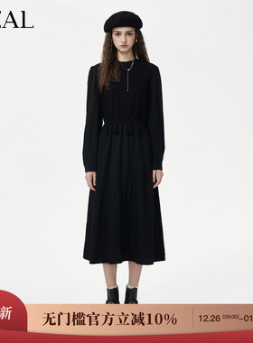 it'real瑞尔25年冬季新款设计感复古流苏假两件连衣裙女