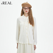 real瑞尔冬季 新款 宽松休闲设计感长袖 衬衫 上衣女