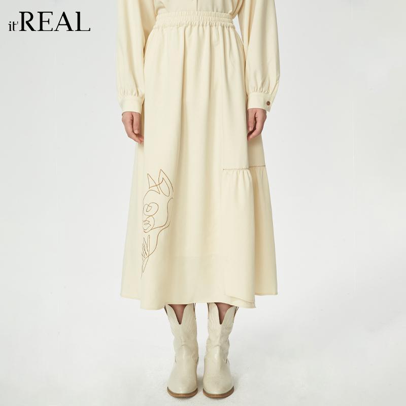 绣花瑞尔itreal伞裙中长