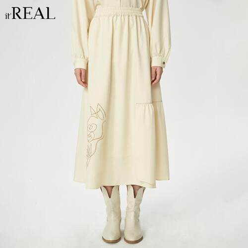 绣花瑞尔itreal伞裙中长