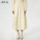 法式 real瑞尔冬新款 复古大摆中长裙绣花简约拼接半身裙