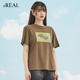上衣女 复古短T恤女小众河马印花短袖 real瑞尔夏新款 美式