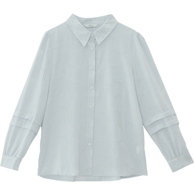 瑞尔甜蜜风长袖折叠袖衬衫