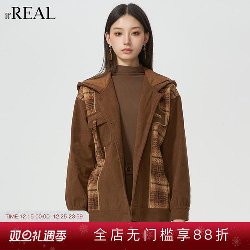 itreal连帽短款棒球服外套
