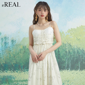 it'real瑞尔夏新款法式碎花吊带裙女温柔风海边度假连衣裙子