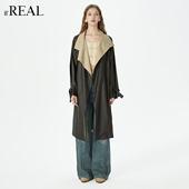 风衣外套女装 英伦风中长款 莱赛尔长袖 real瑞尔秋季 新款