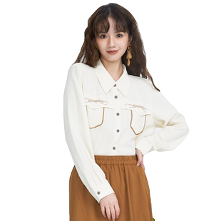 it'real瑞尔绣花衬衫女秋冬季新款长袖衬衣小众设计感上衣