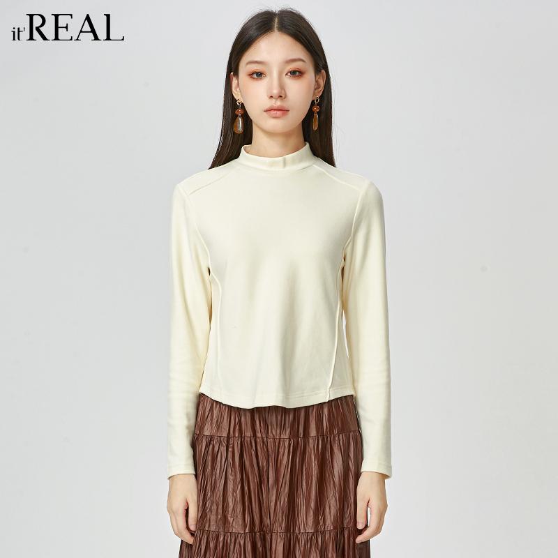 瑞尔长袖简约半高领打底衫