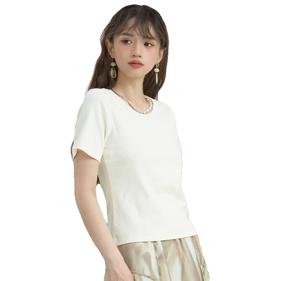 瑞尔短复古薄针织短袖T恤