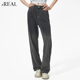 裤 子女 美式 复古渐变显瘦直筒阔腿牛仔裤 real瑞尔夏季 新款