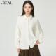 real瑞尔冬新款 法式 复古简约衬衫 女内搭白色长袖 衬衣女