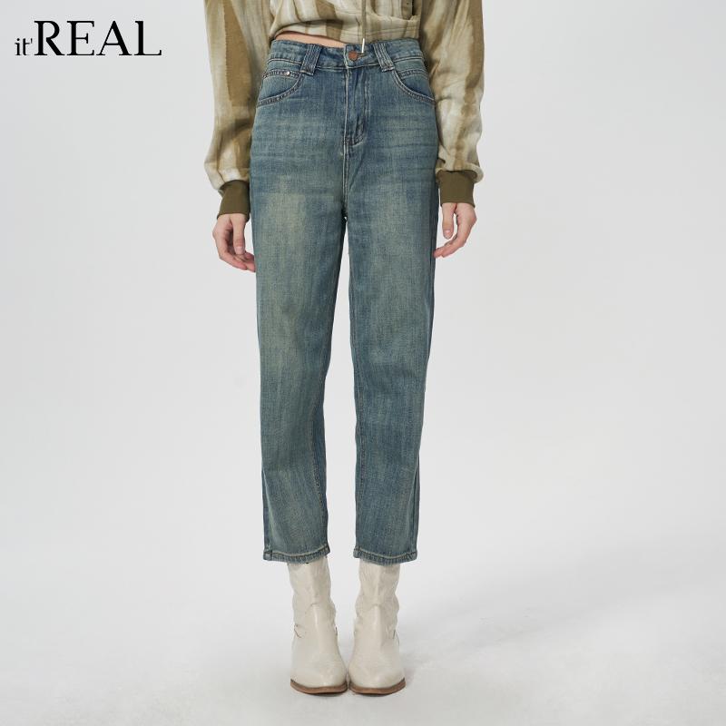 哈伦裤itreal复古牛仔裤