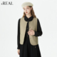 马甲上衣女 复古风精致纽扣叠穿休闲西装 real瑞尔秋季 新款