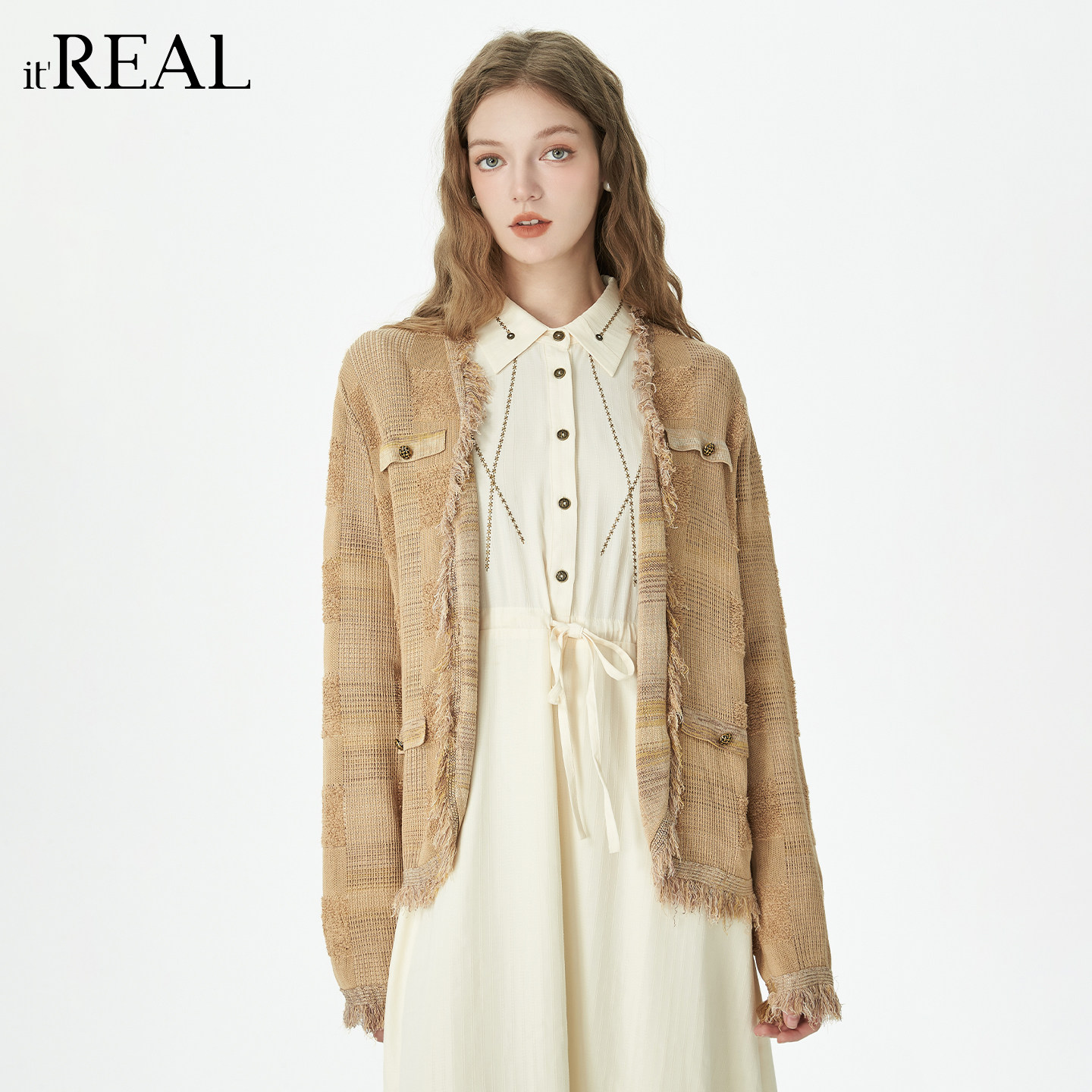 it'real瑞尔秋季新款复古休闲风慵懒感流苏长袖针织衫上衣女,女装/女士精品,毛针织衫,淘宝优惠券,粉丝福利购,淘宝优惠卷