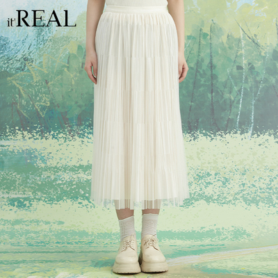 瑞尔中长伞裙复古A字半身裙