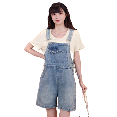 瑞尔牛仔背带裤短裤背带