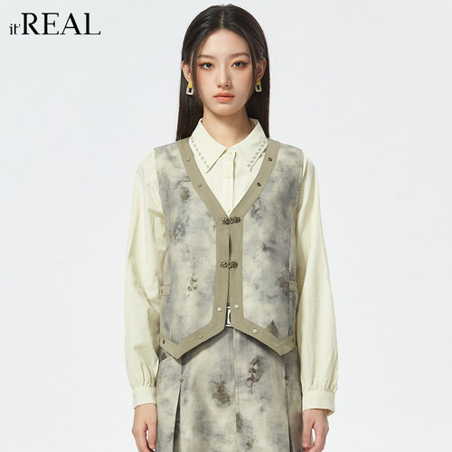 瑞尔盘扣新中式V领马夹