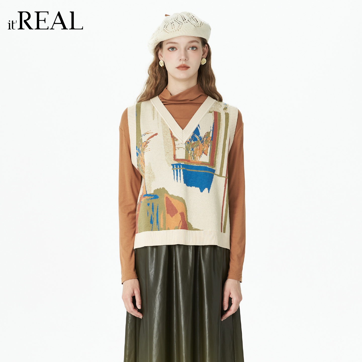 25年秋季新款艺术插画针织背心