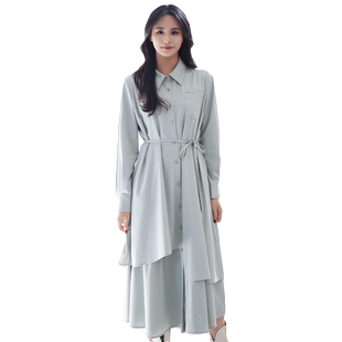 it'real瑞尔春新款森系气质连衣裙款内搭衬衫裙不规则气质长裙