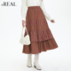 休闲风舒适百搭半身裙女 复古时尚 real瑞尔秋冬季 新款