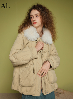 it'real瑞尔25年冬季新款简约减龄毛领时尚短羽绒服女