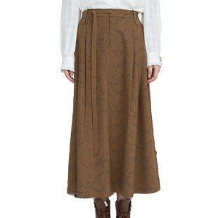 it'real瑞尔春新款美式复古印花伞裙季设计感半裙中长款半身裙