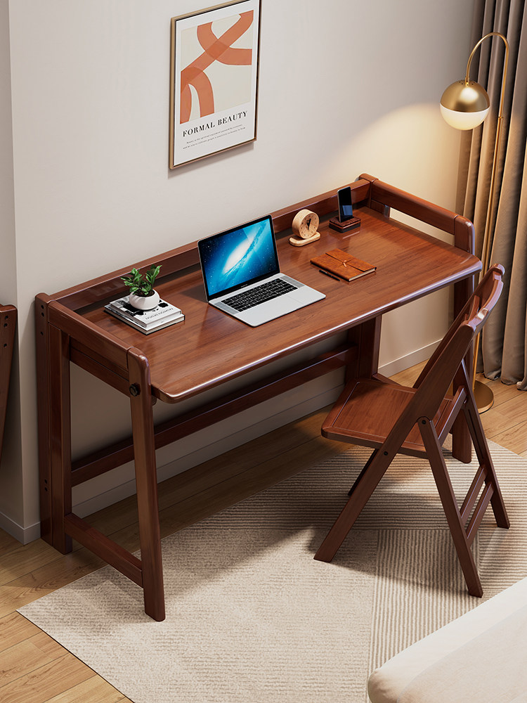 可折叠的纯实木电脑桌和椅子80cm长免安装小公寓极窄学习桌45cm宽