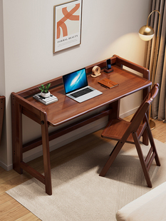 可折叠的纯实木电脑桌和椅子80cm长免安装小公寓极窄学习桌45cm宽
