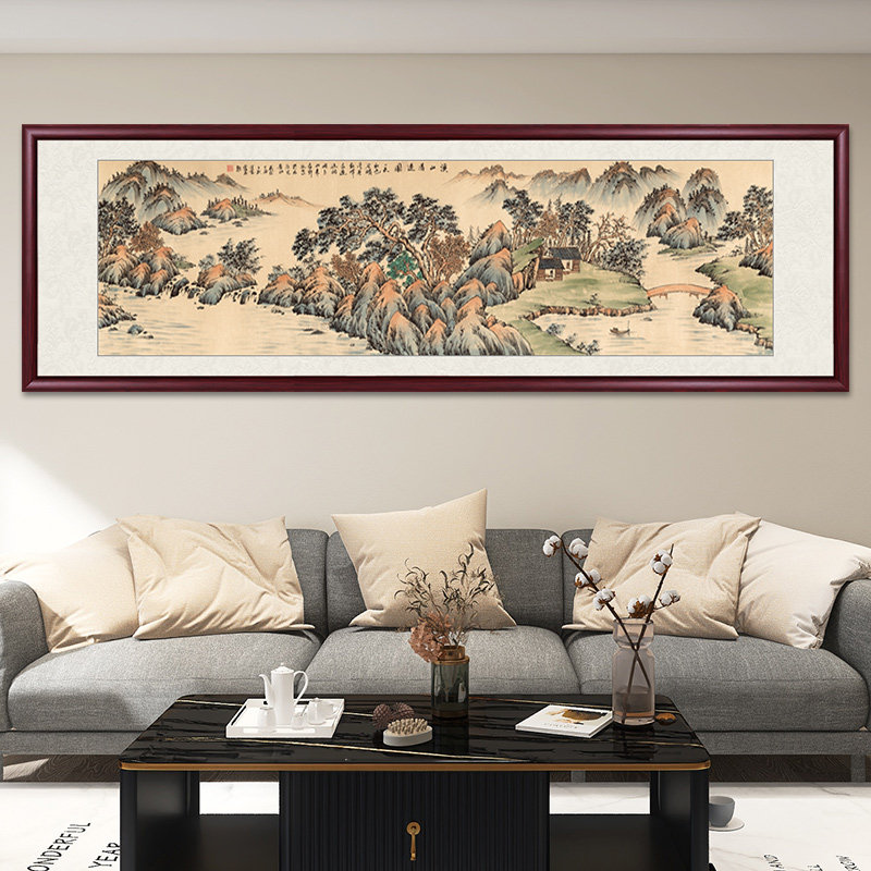 溪山清远图国画新中式山水画客厅装饰画手绘真迹沙发背景墙中国风