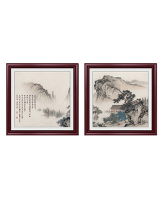 新中式 玄关装 饰画办公室客厅沙发背景挂画国画山水画斗方靠山壁画