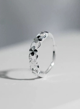 S999纯银日韩简约四叶草戒指