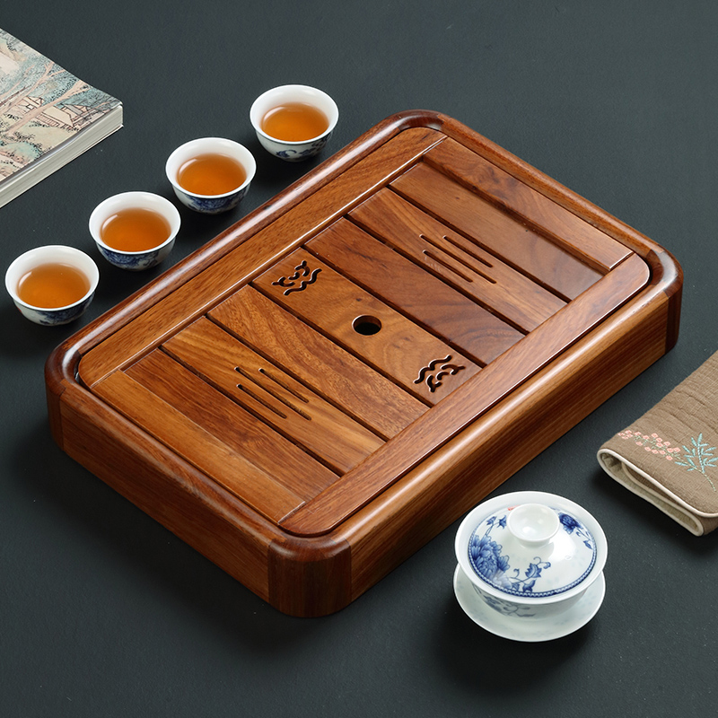 花梨小型简约茶盘家用简易茶台一人实木储水茶海茶具托盘沥水干泡