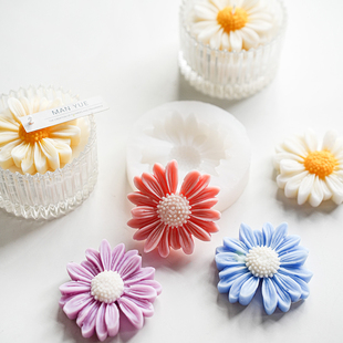 蔓玥创意diy香薰蜡烛石膏可爱小雏菊樱花洋甘菊食品级硅胶模具