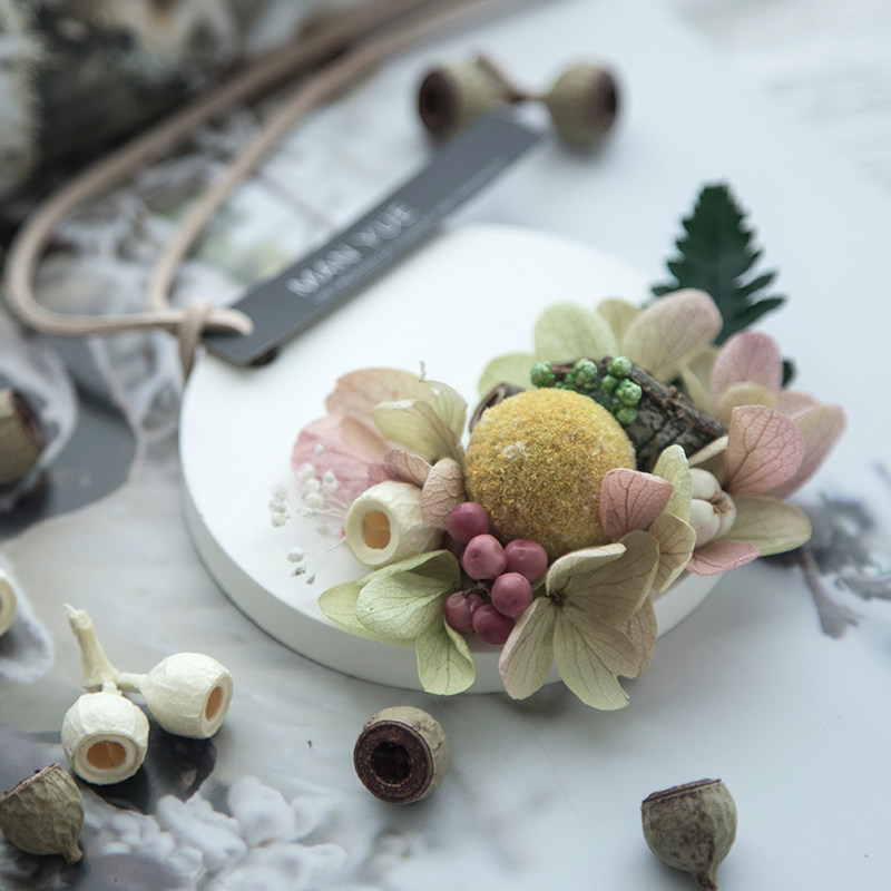 蔓玥 永生花diy配花琥珀果招财果小松果 真花进口装饰花材果实系