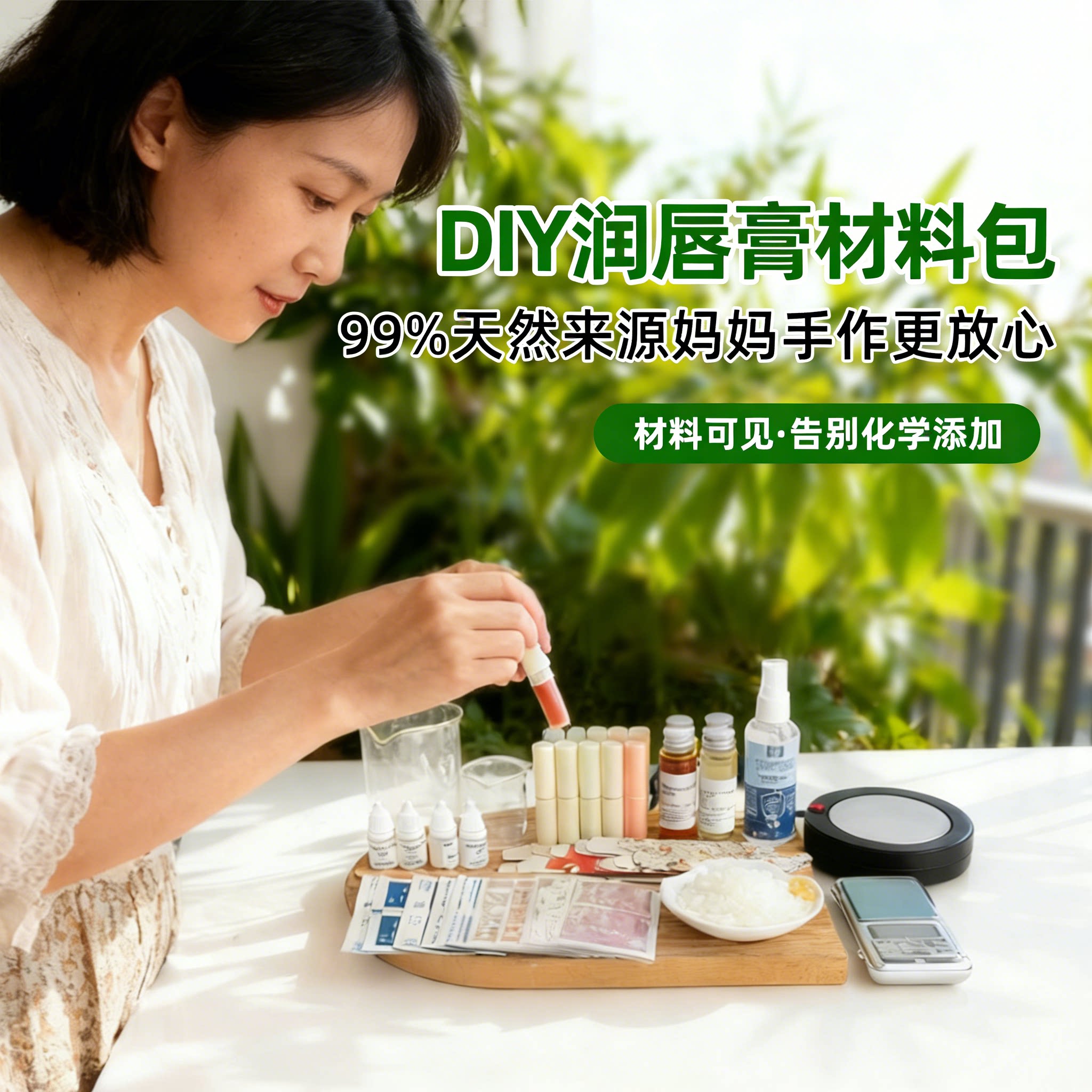 母亲节礼物天然保湿滋润手工自制宝宝diy润唇膏材料包母婴可用